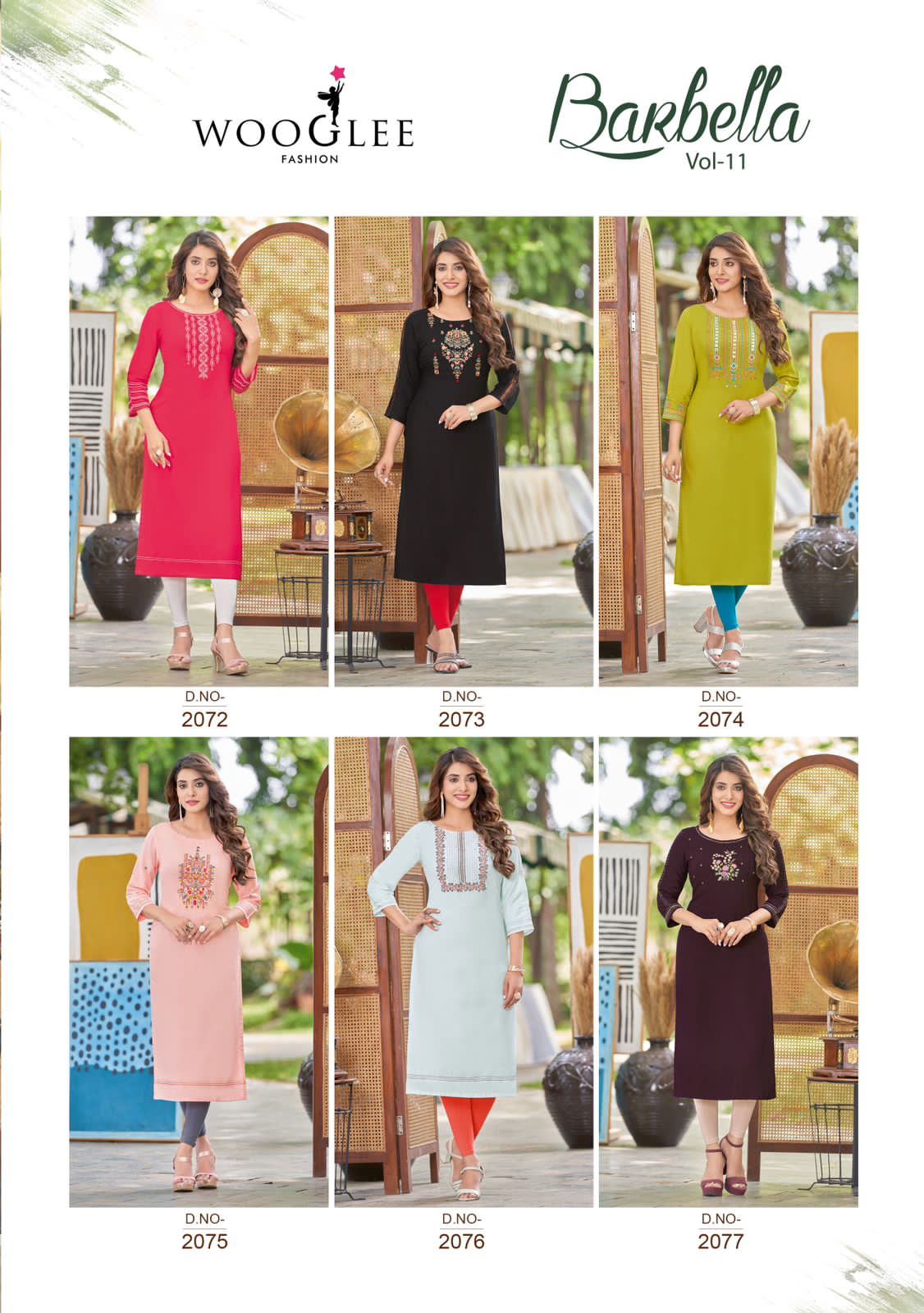 Barbella Vol 11 By Wooglee 2072 To 2077 Embroidery Kurti Wholesalers In Delhi
